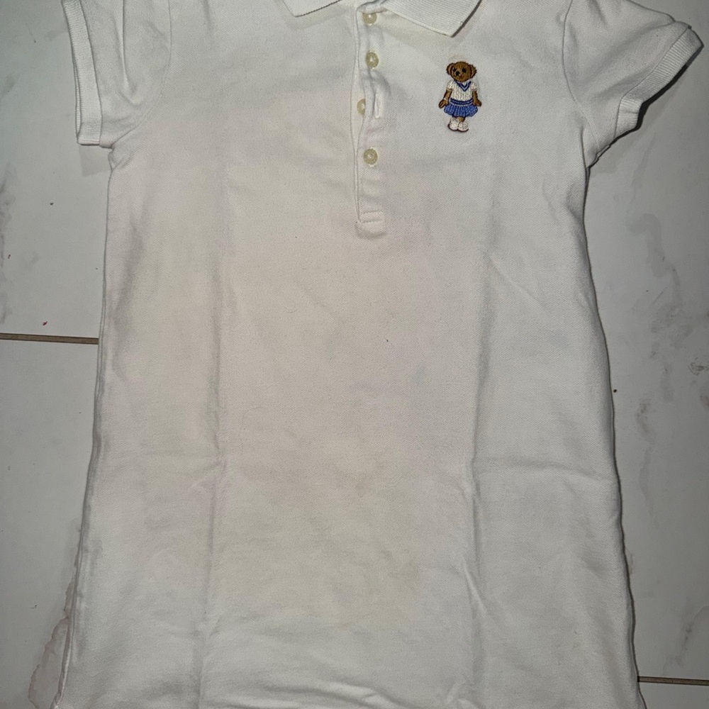Polo by Ralph Lauren White Girls Polo Dress with Bear Patch